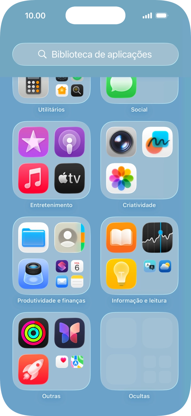 A app está agora colocada na pasta Ocultas da Biblioteca de apps.