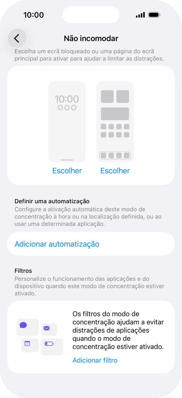 Prima Adicionar automatização e siga as indicações no ecrã para escolher as definições para ativação automática da função 