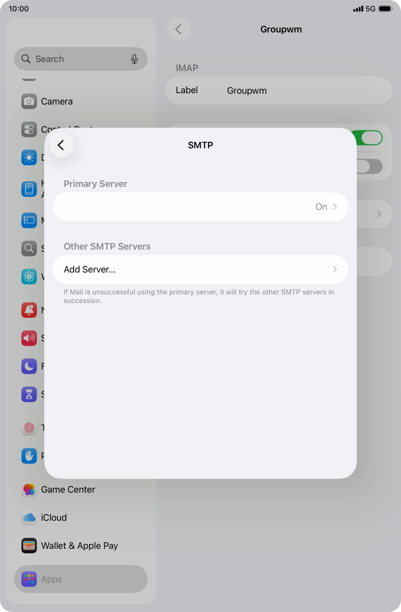 Press the field below 'Primary Server'.