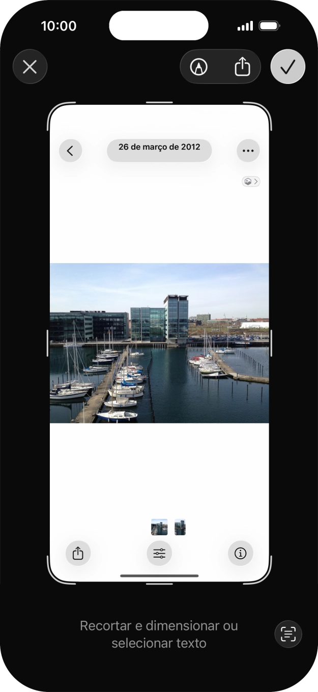 Para utilizar a inteligência a partir de uma captura de ecrã, obtenha uma captura de ecrã e siga as indicações no ecrã, para utilizar a função.