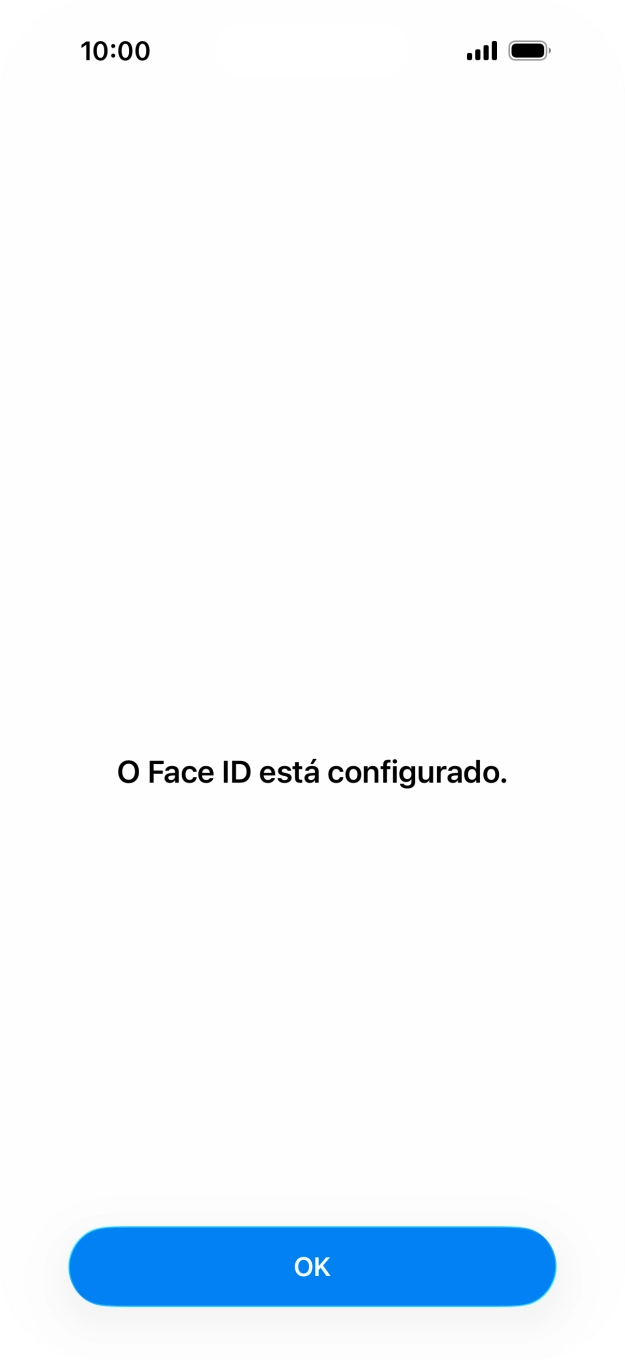 Prima OK. Se ainda não tiver escolhido um código de bloqueio do telefone, introduza um código à escolha duas vezes de seguida.