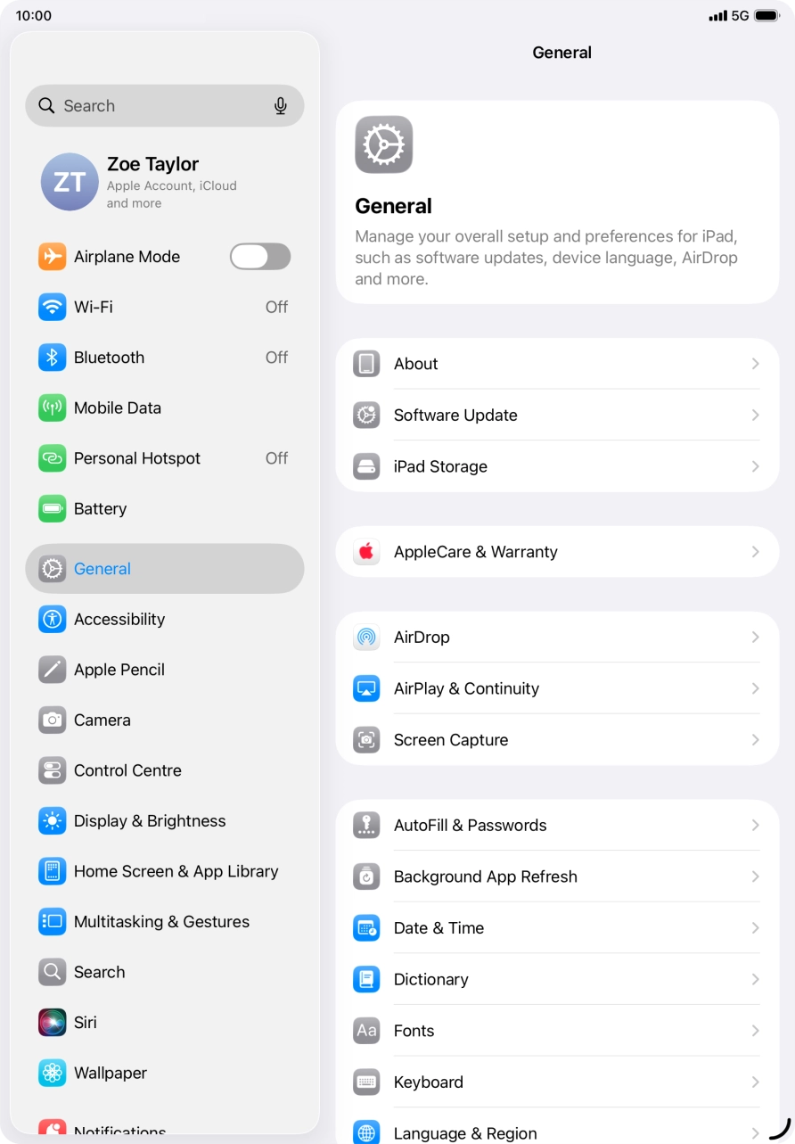 Press Software Update. If a new software version is available, it's displayed. Follow the instructions on the screen to update the tablet software.