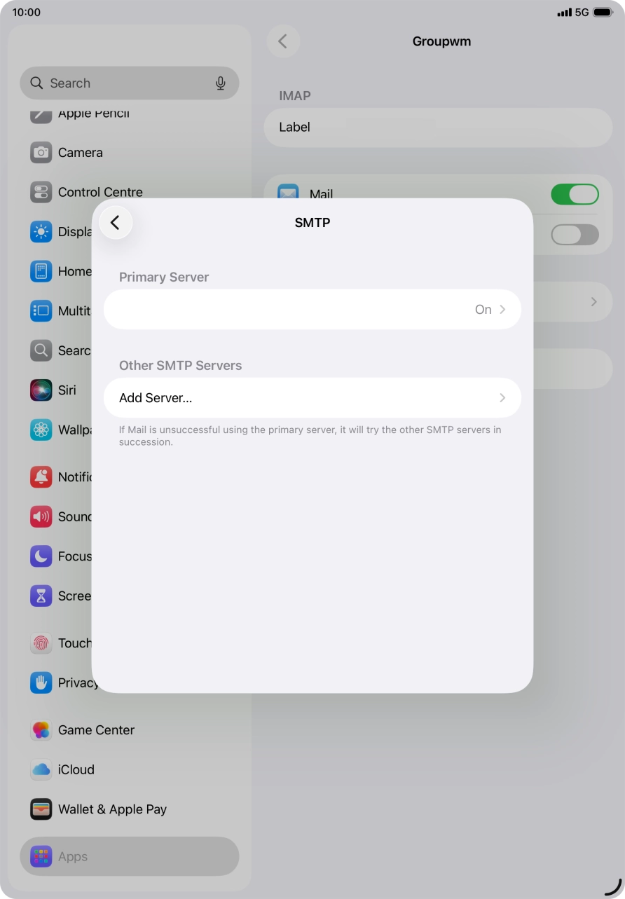 Press the field below 'Primary Server'.