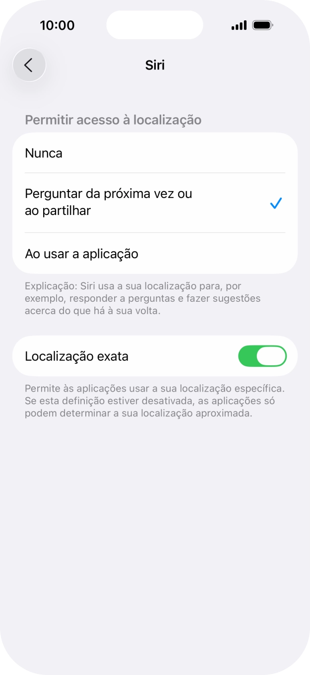 Prima a definição pretendida para ativar ou desativar a função.