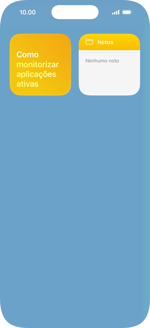 Deslize o dedo para cima ou para baixo no ecrã, para ver mais widgets.