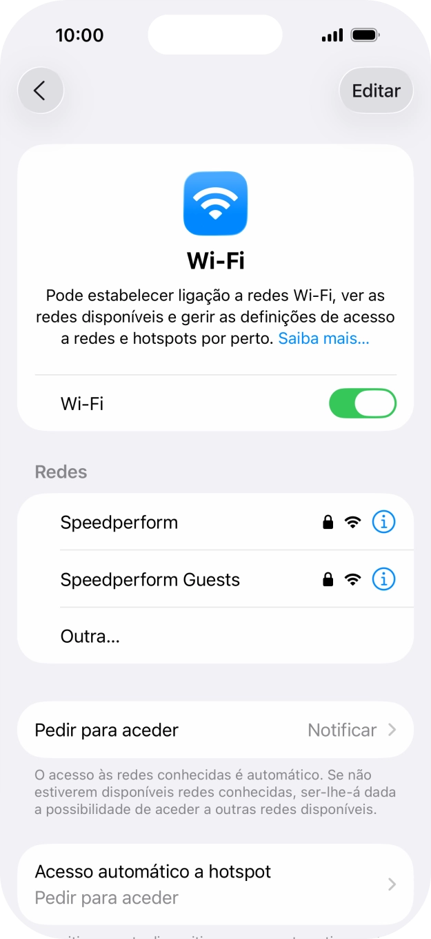 Prima a rede Wi-Fi pretendida e introduza a password da rede Wi-Fi.