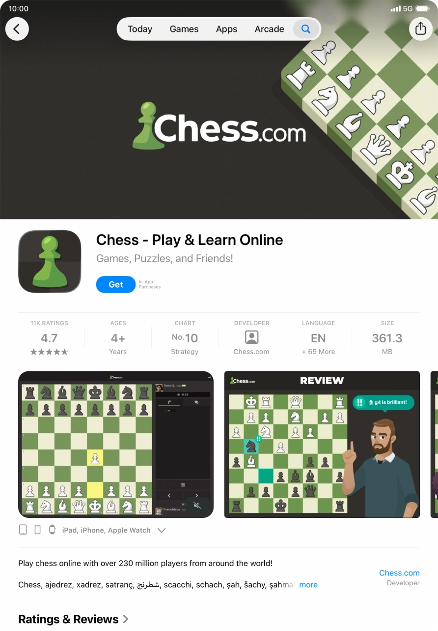 Press Get and follow the instructions on the screen to install the app.