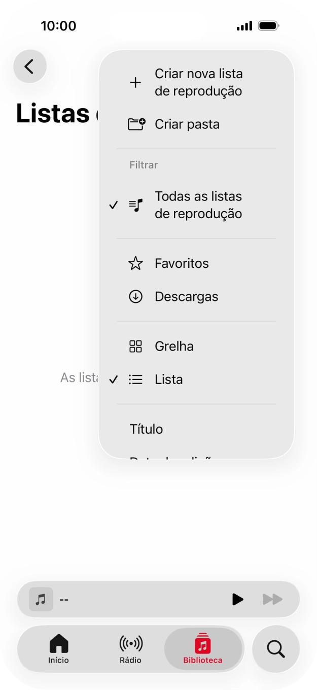Prima Criar nova lista de reprodução.