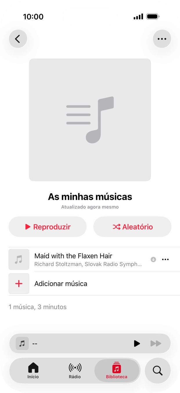 Vá até à categoria ou lista de reprodução pretendida e prima o ficheiro de música pretendido.