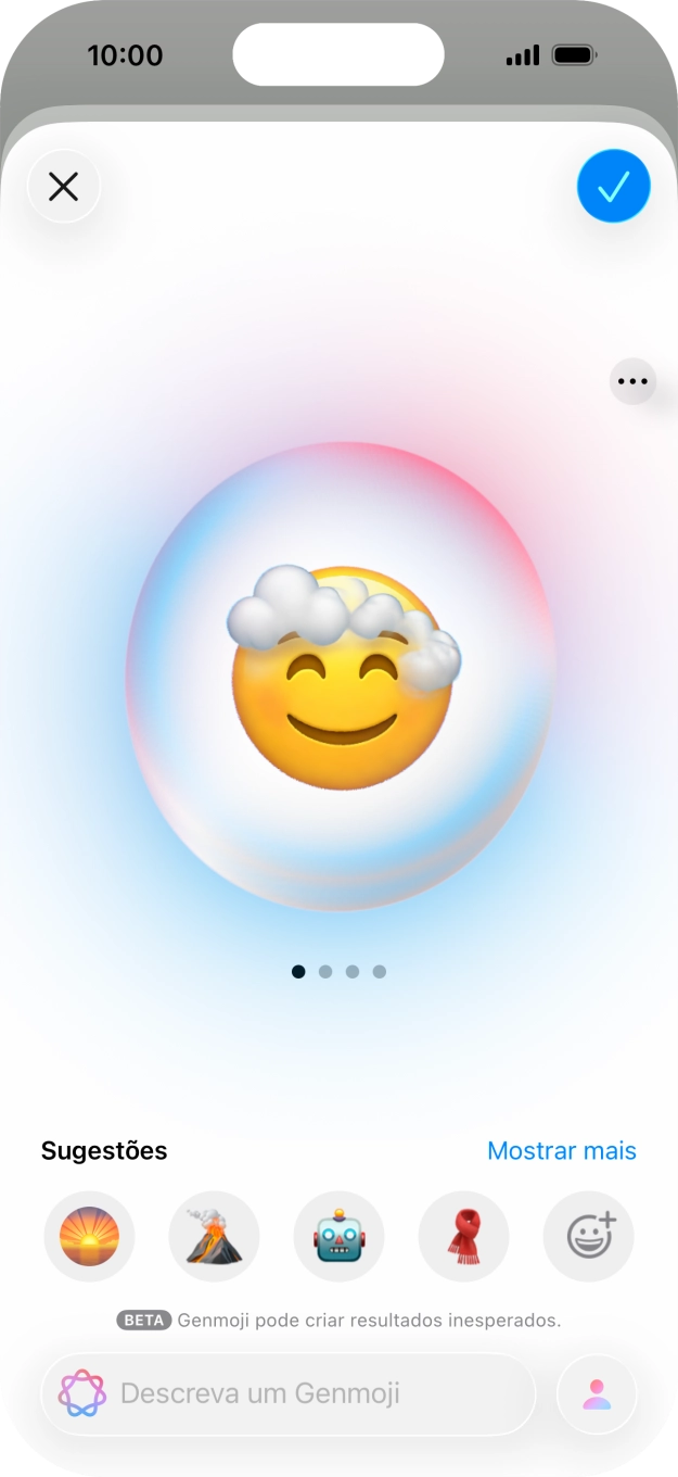 Deslize o dedo sobre o ecrã para a direita ou para a esquerda  para ver os resultados gerados.