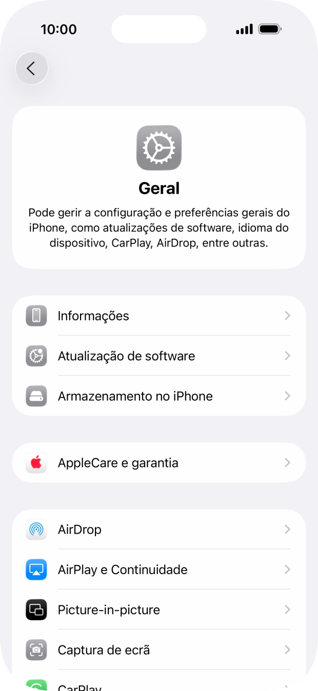 Prima Atualização de software. Se existir uma nova versão de software disponível, será agora indicado no ecrã. Siga as indicações no ecrã para atualizar o software do telefone.