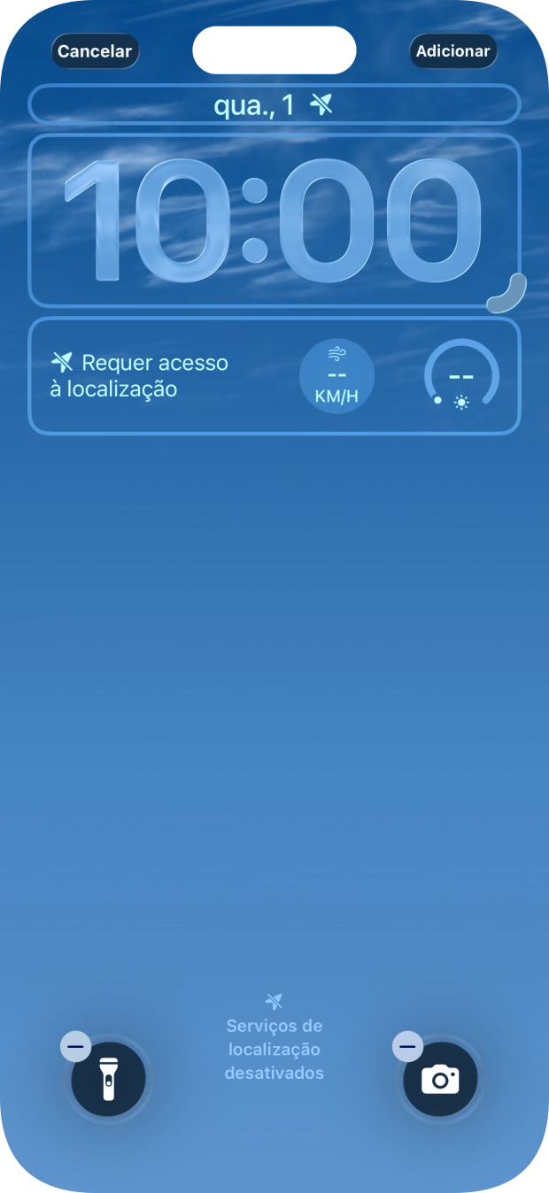 Se pretender personalizar a visualização da data no ecrã de bloqueio, prima o widget de data e siga as indicações no ecrã para escolher a visualização pretendida para o widget.