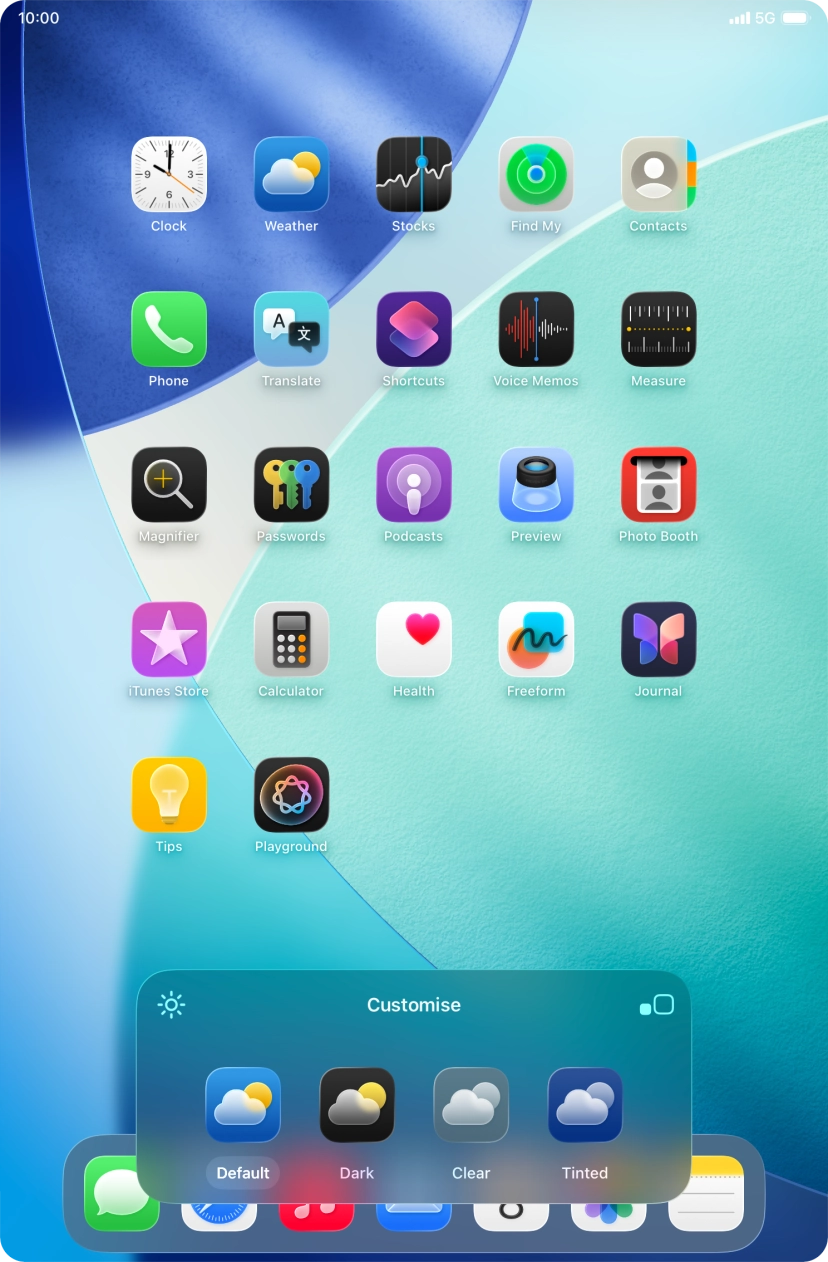 Press the required setting to select the size of app icons on the home screen.
