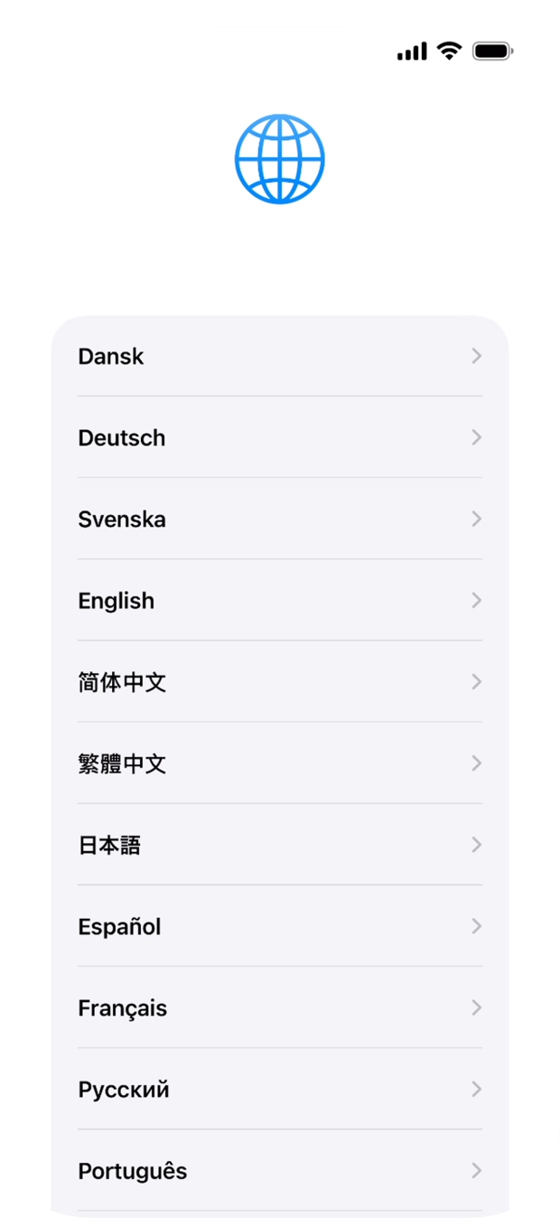 Prima o idioma pretendido.