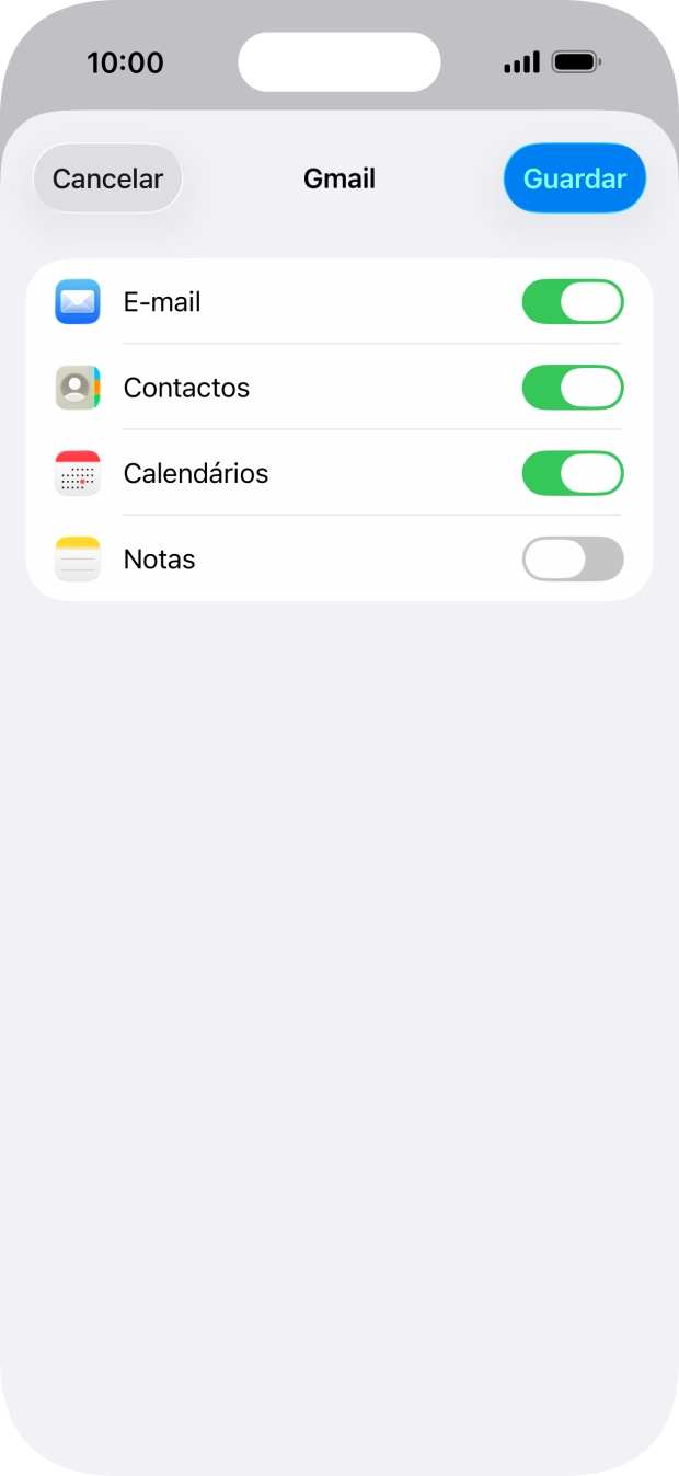 Se o ecrã mostrar esta imagem, a sua conta foi identificada e configurada automaticamente. Siga as indicações no ecrã para introduzir informações adicionais e concluir a configuração.