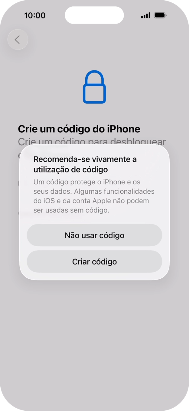 Se desativar a função, prima Não usar código.