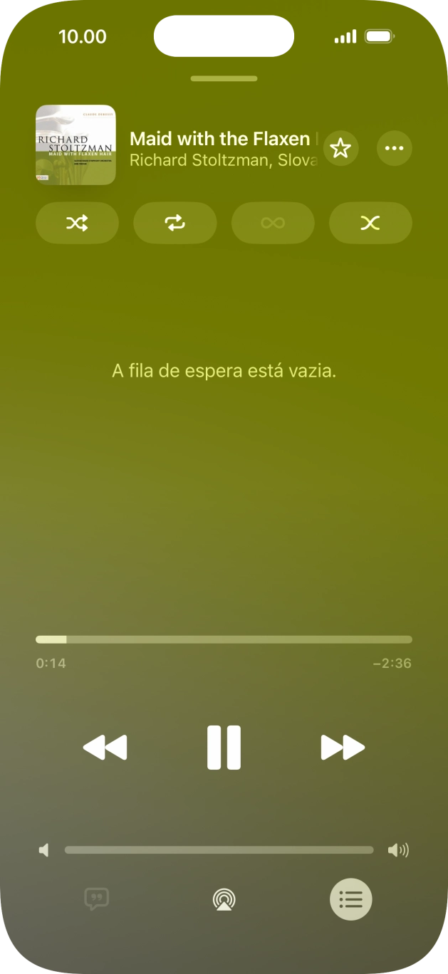 Prima o ícone de reprodução aleatória para ativar ou desativar a função.