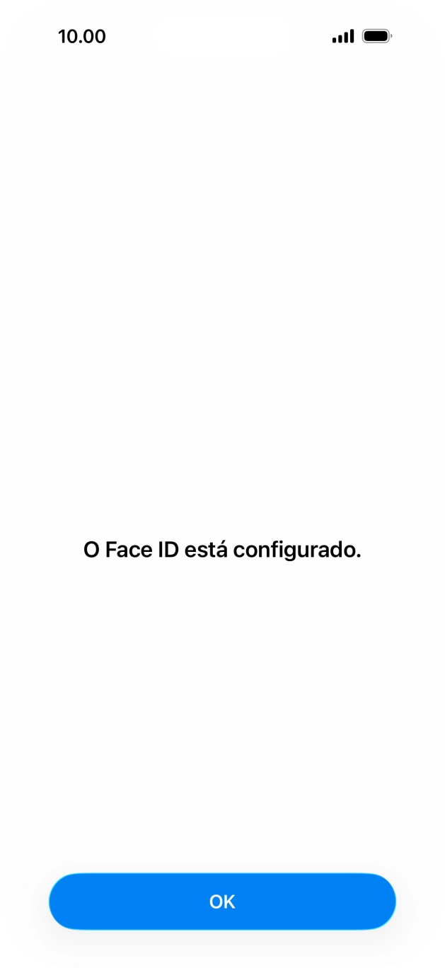 Prima OK. Se ainda não tiver escolhido um código de bloqueio do telefone, introduza um código à escolha duas vezes de seguida.