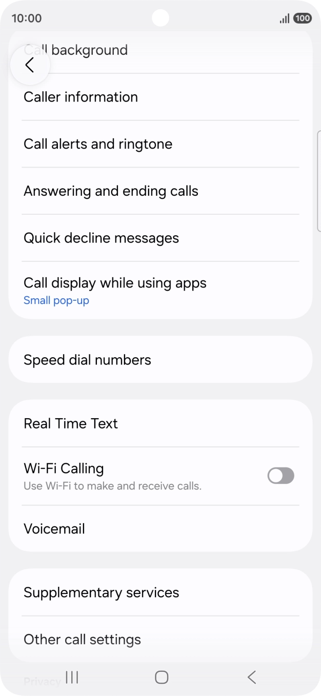Press Supplementary services.