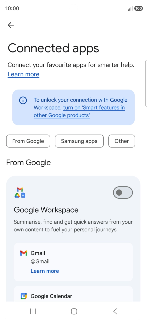 Press the indicator next to the required extension to turn on the function.