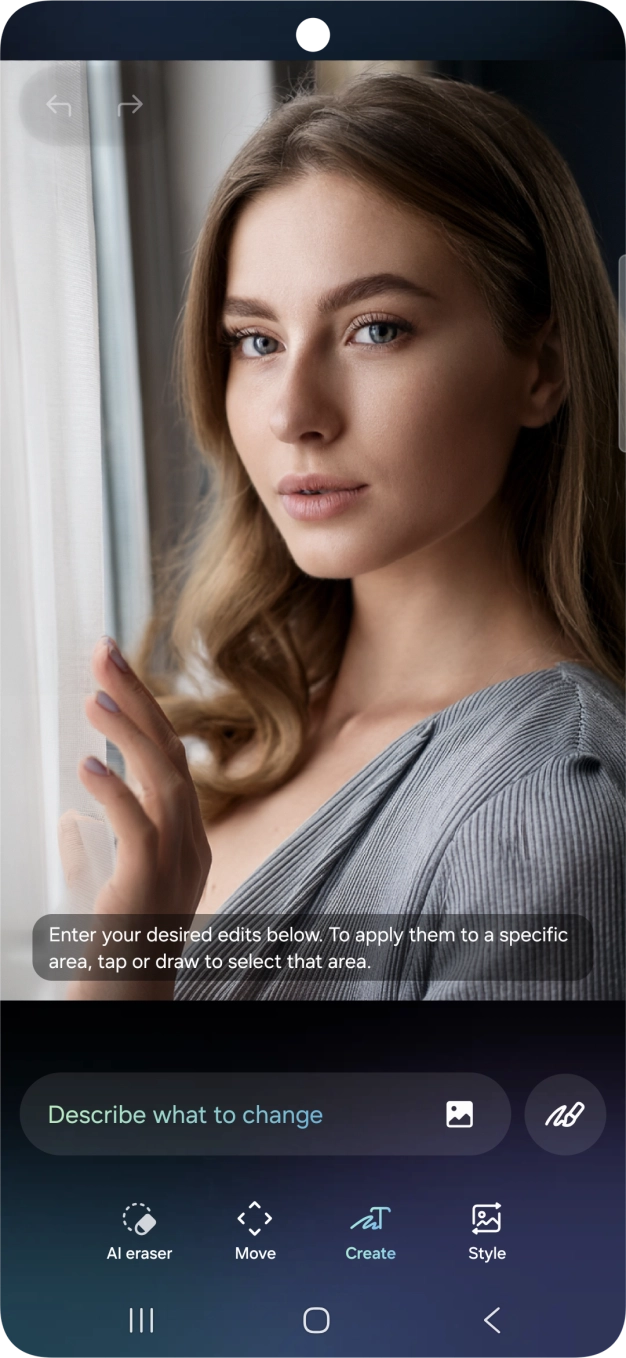 Press Describe what to change and write in your own words what changes or additions you would like to make to the picture.