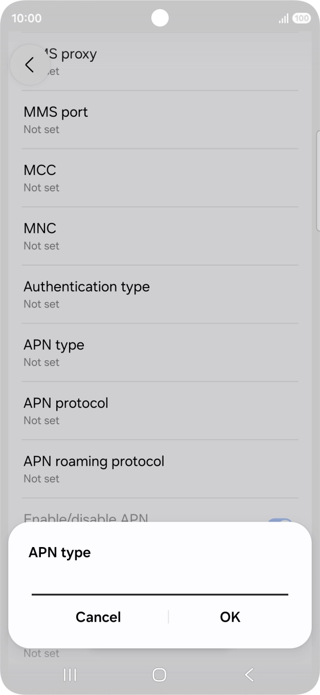 Key in default and press OK.