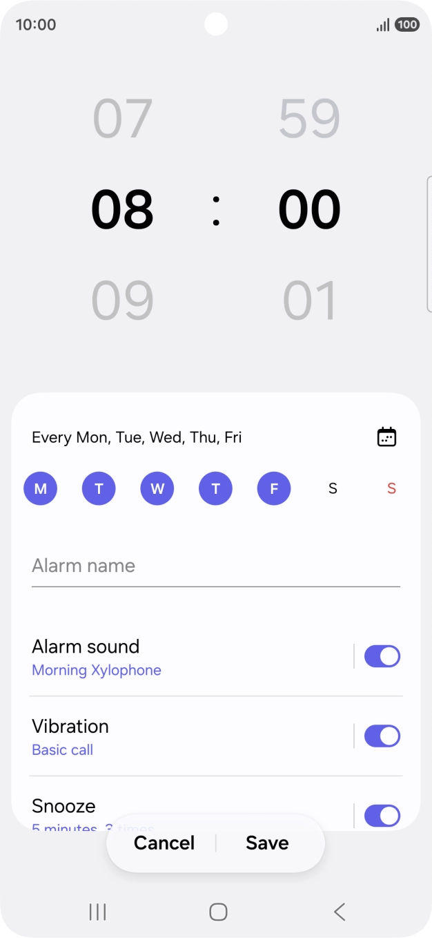 Press the indicator next to 'Alarm sound' to turn on the alarm tone.