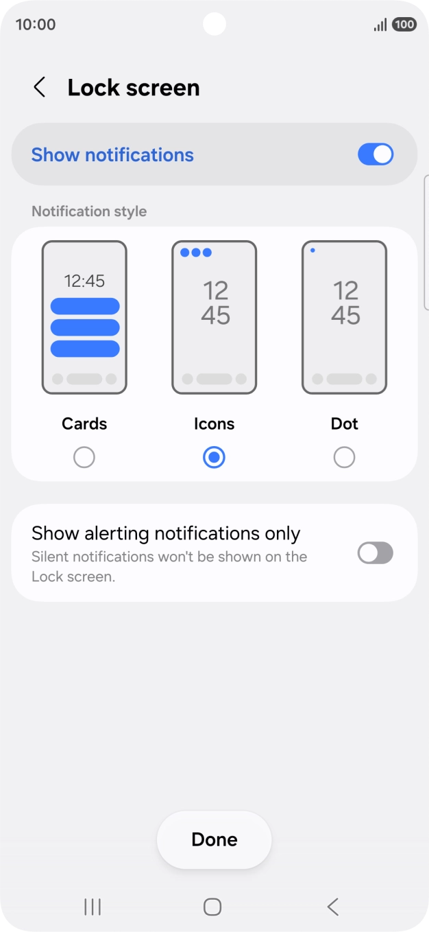 Press the required settings to turn them on or off.