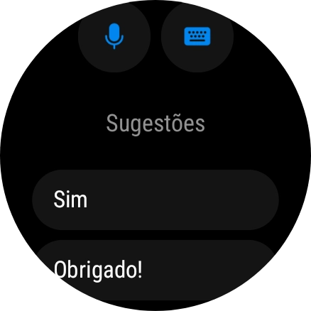 Prima o ícone de microfone e siga as indicações no ecrã para ditar e enviar a resposta pretendida.