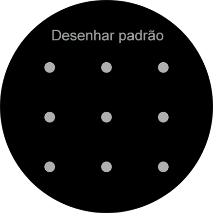 Arraste o dedo no ecrã ligando pelo menos quatro pontos e siga as indicações no ecrã para definir um padrão como código de bloqueio.