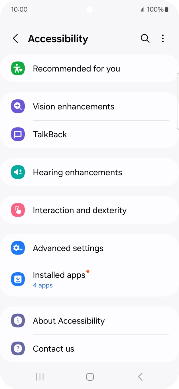 Press Vision enhancements and follow the instructions on the screen to select the required settings.