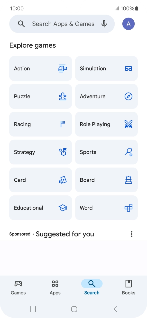 Press the search field.