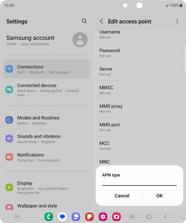 Key in default and press OK.