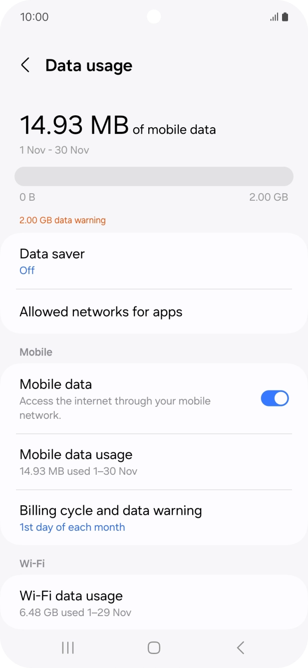 The total data usage is displayed.