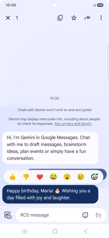 Press and hold the text suggestion from Gemini. Follow the instructions on the screen to use the text suggestion.
