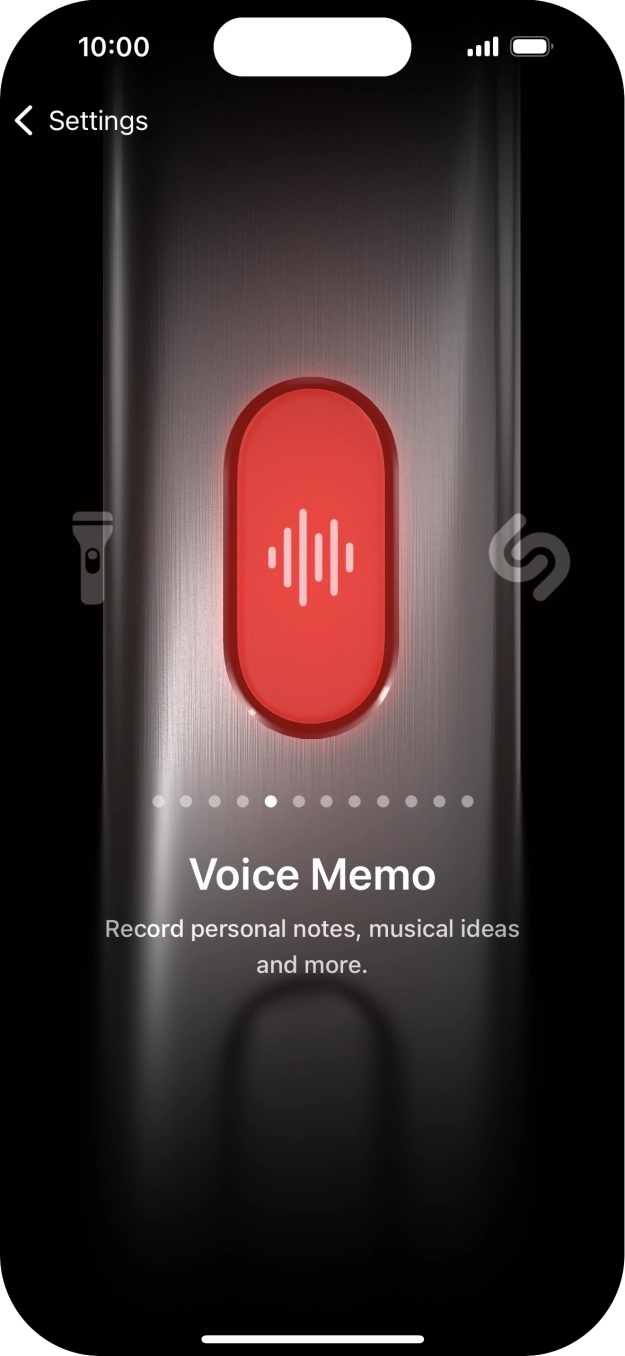 Slide your finger right or left on the screen to select the required function.