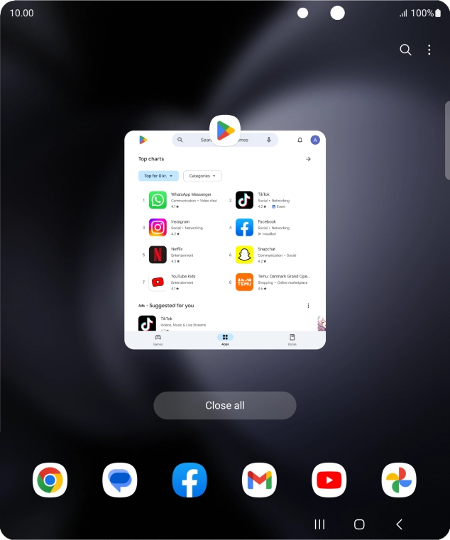 To end one running application, slide your finger upwards on the required application. To end one running application, slide your finger upwards on the required application.