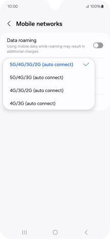 Press the required network mode. Press the required network mode.