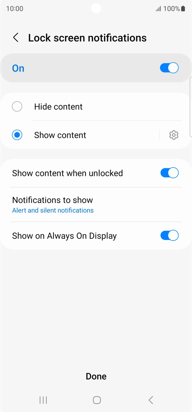 Press the required settings to turn them on or off.