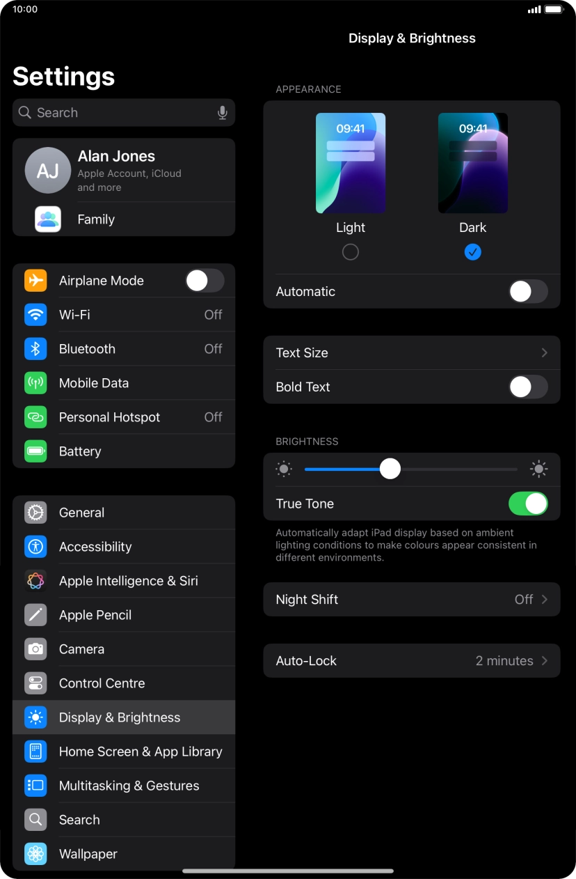 Press the indicator next to 