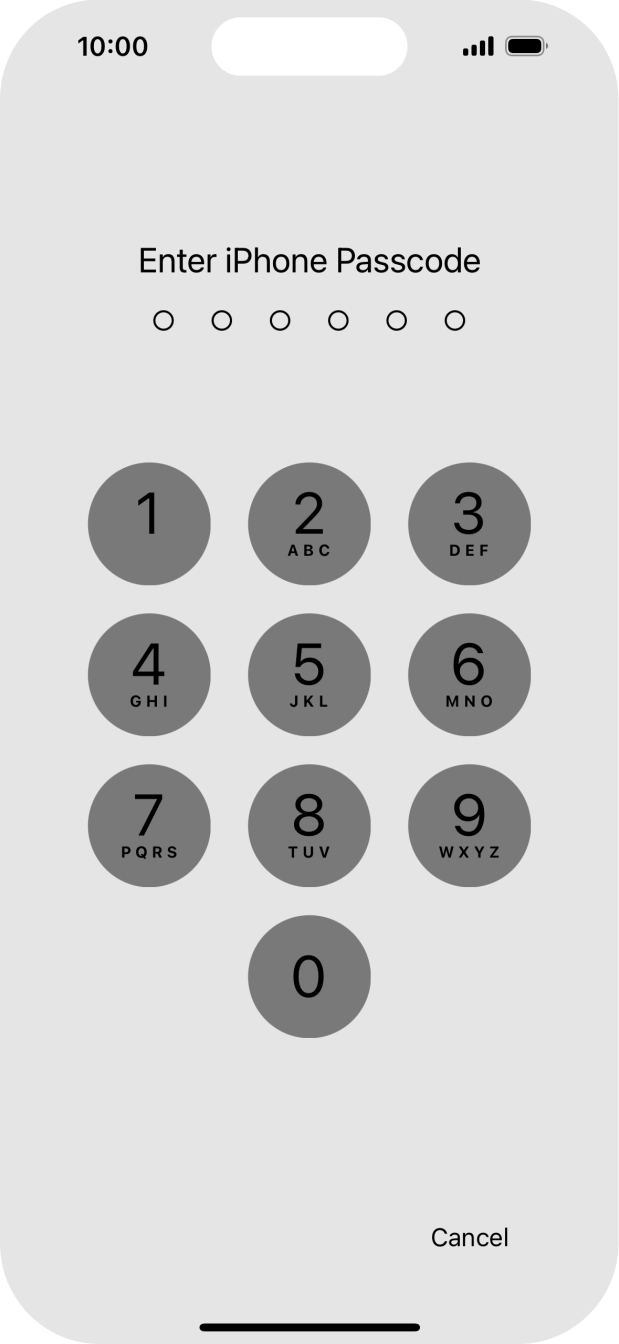 Use the phone lock code you created.