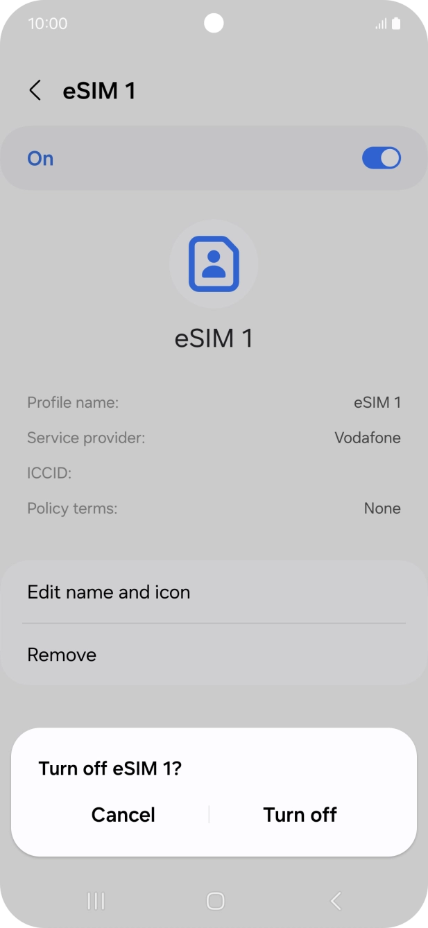 If you turn off use of the SIM, press Turn off. If you turn off use of the SIM, press Turn off.