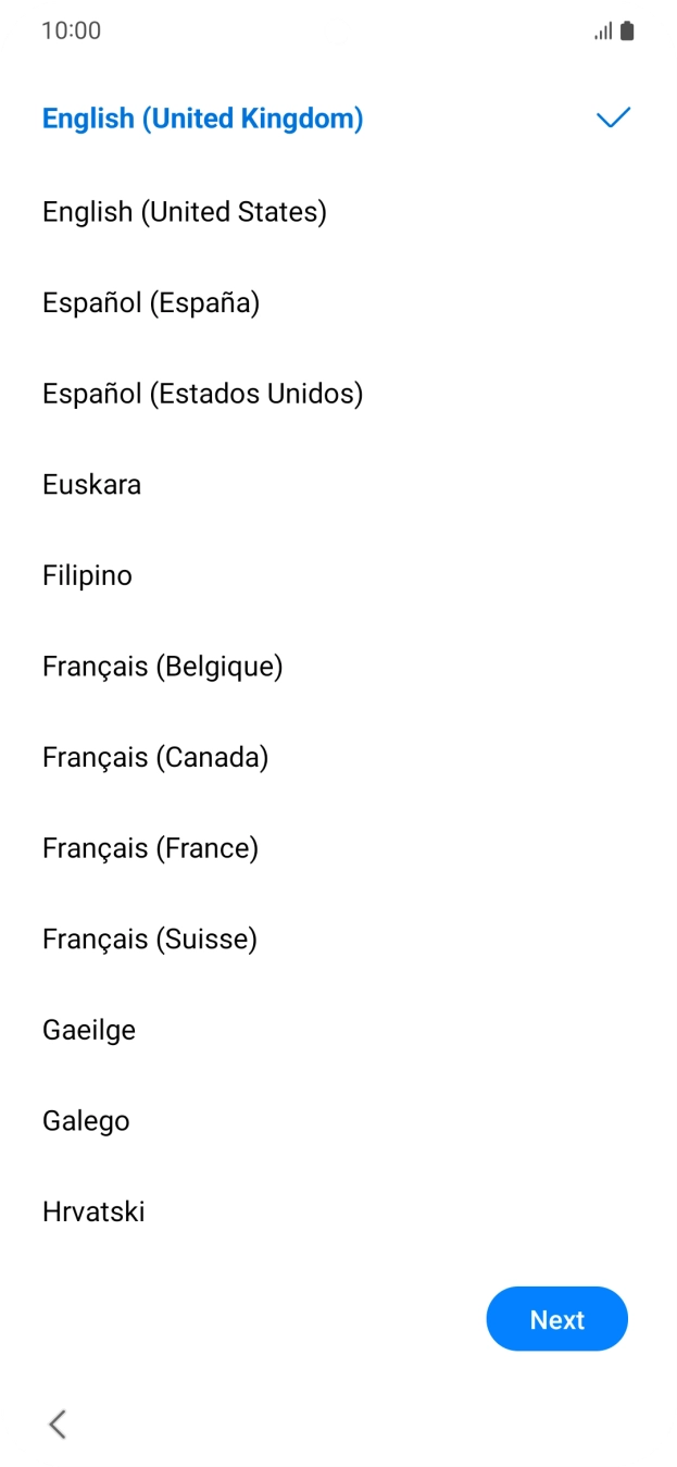 Press the required language.
