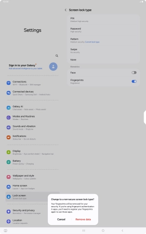 Press Remove data.