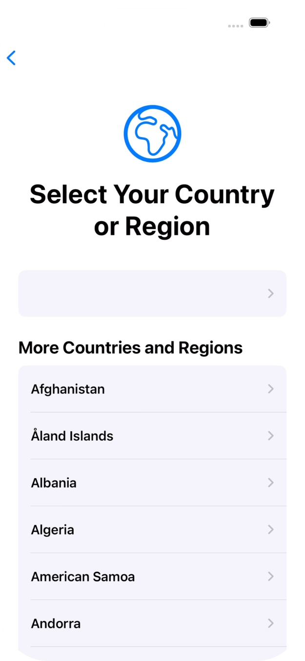 Press the required country or area.