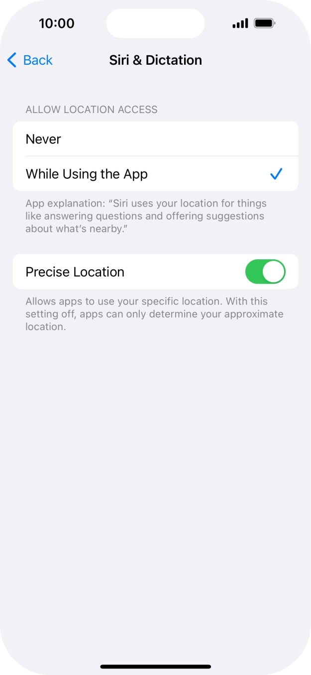 Press the required setting to turn the function on or off. Press the required setting to turn the function on or off.