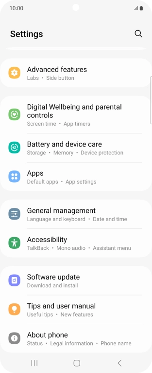 Press Battery and device care. Press Battery and device care.