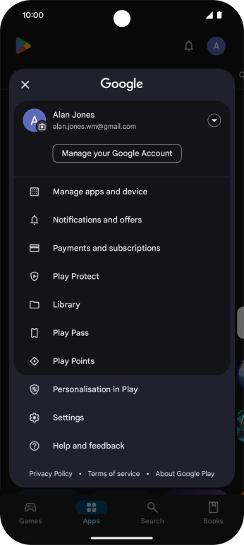 Press Manage apps and device.