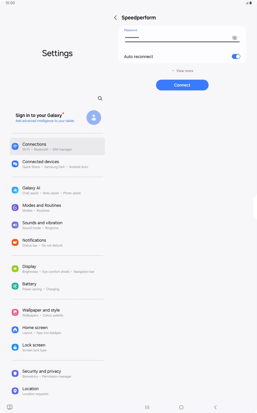 Key in the password for the Wi-Fi network and press Connect. Key in the password for the Wi-Fi network and press Connect.