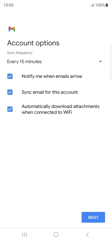 If this screen is displayed, your email account has been recognised and set up automatically. Follow the instructions on the screen to key in more information and finish setting up your phone.